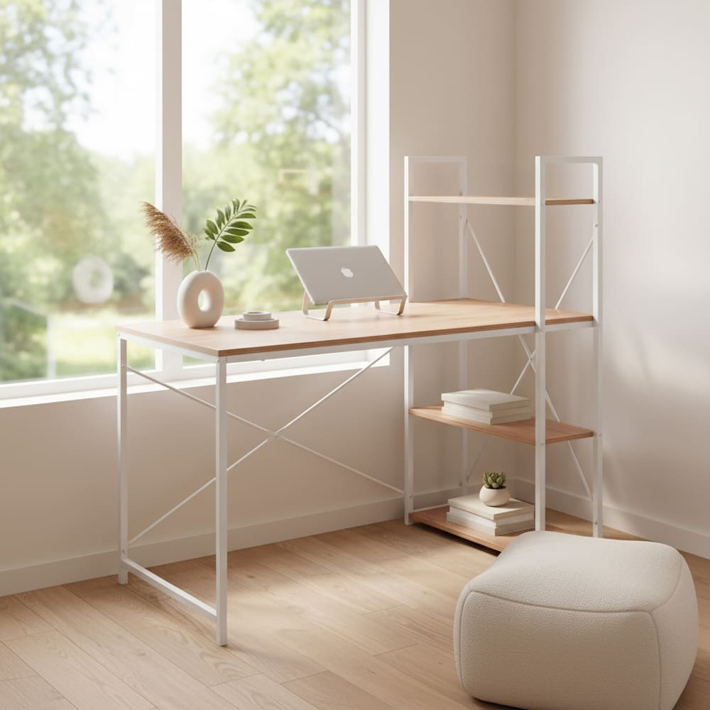 Schreibtisch in Holzoptik, Weiß/Eiche - Maisons Du Monde