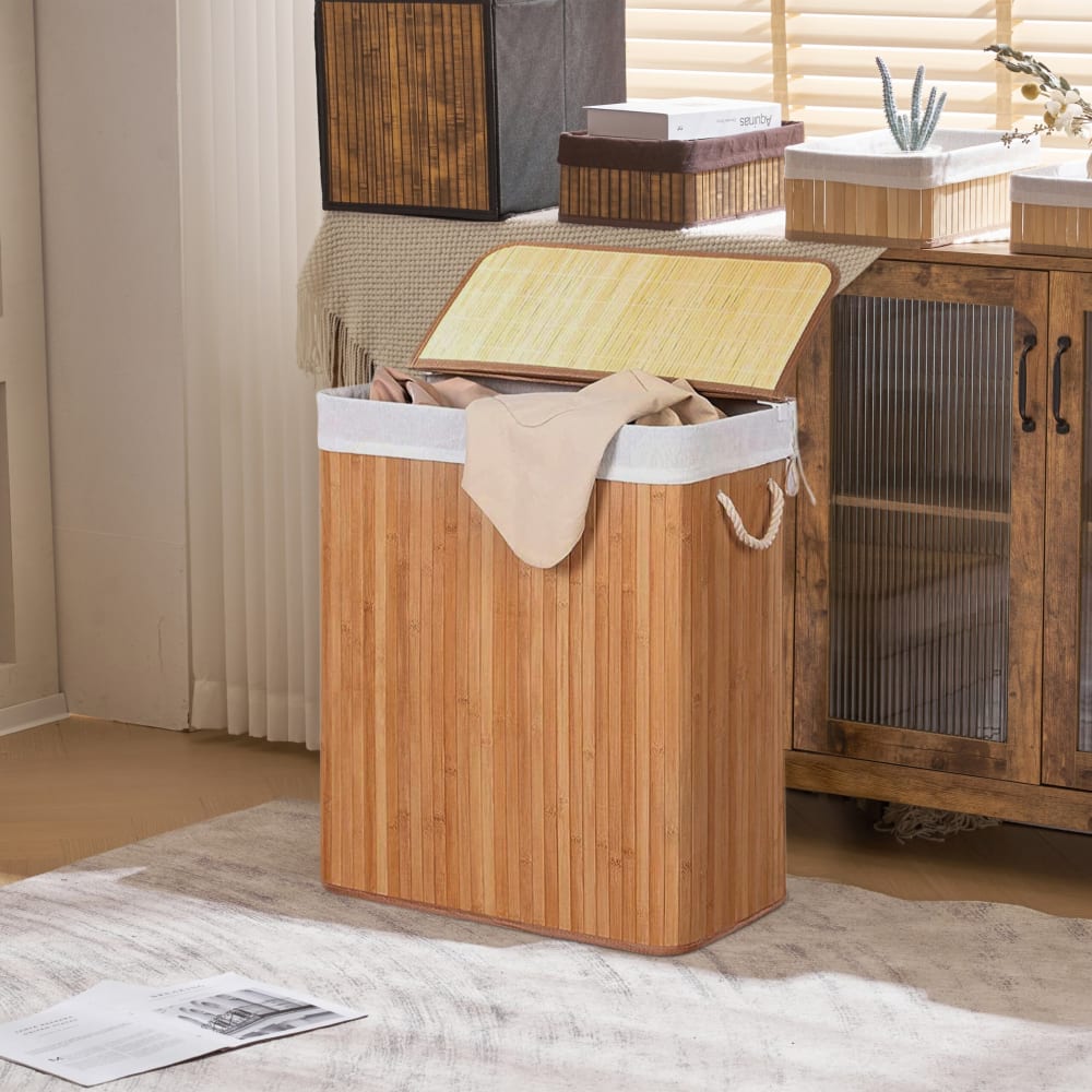 Wäschekorb aus Bambus, Stoff, Braun - Maisons Du Monde