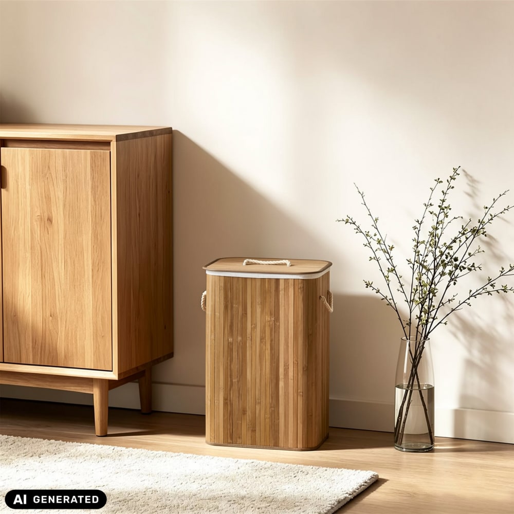 Wäschekorb aus Bambus, Stoff, Braun - Maisons Du Monde
