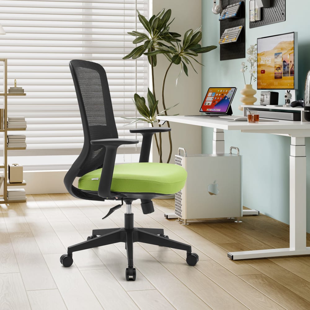 Home Office Bürostuhl aus Stoff / Netzstoff, Schwarz/Grün -
