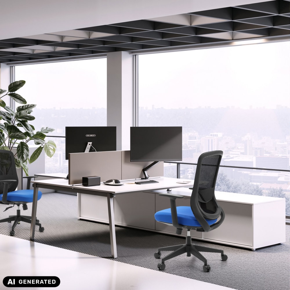 Home Office Bürostuhl aus Stoff / Netzstoff, Schwarz/Blau -