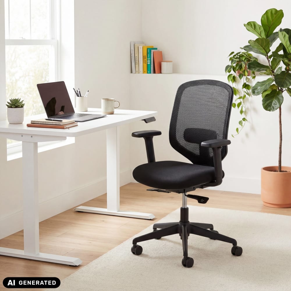 Profi Bürostuhl aus Stoff / Netzstoff, Schwarz - Maisons Du Monde