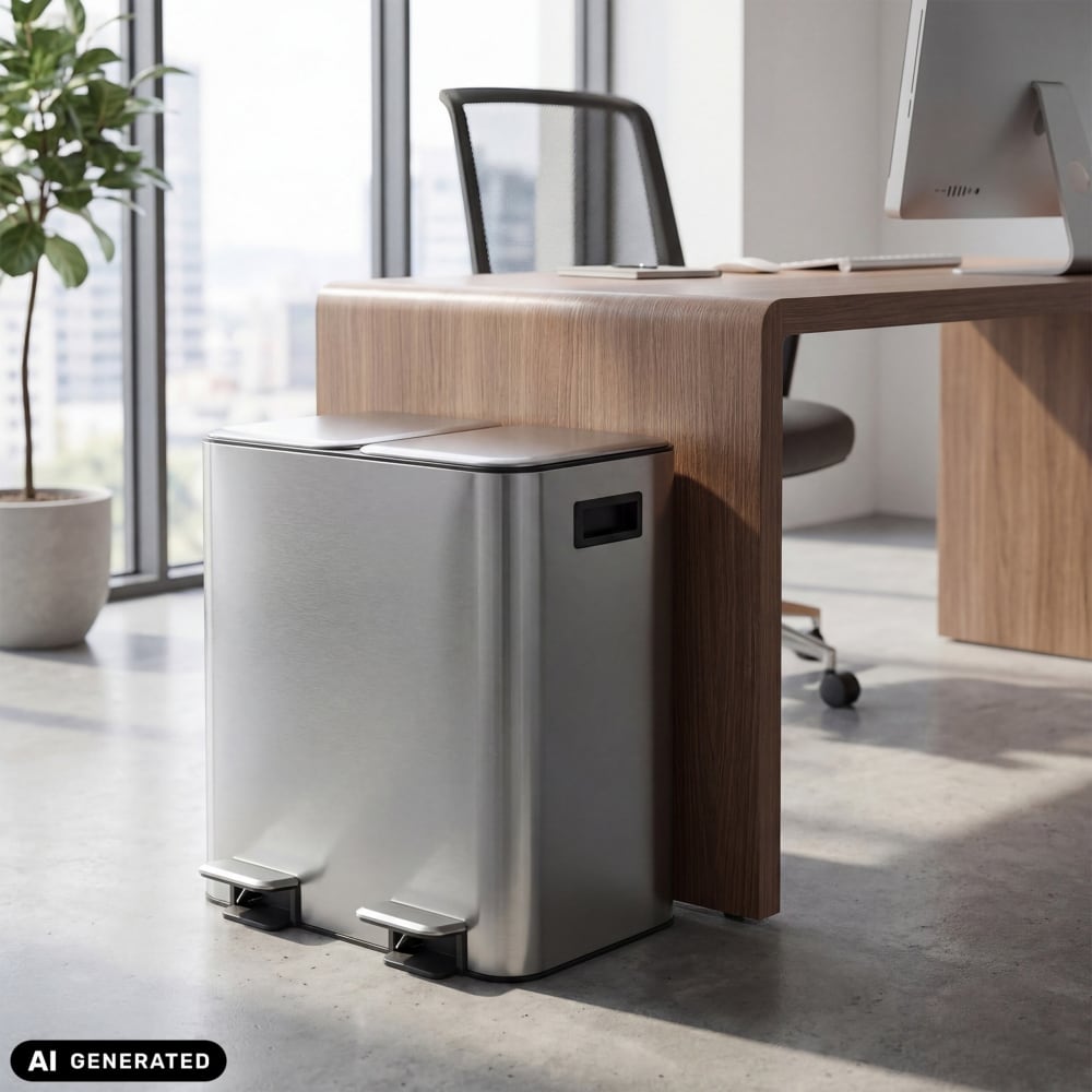 Mülleimer aus Eisen, pulverbeschichtet, Silber - Maisons Du Monde