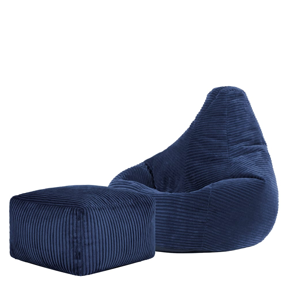 Sitzsack für Kinder aus Cord mit quadratischem Fußhocker,
