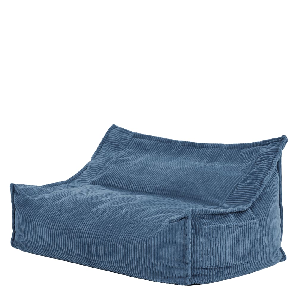 Kinder-Sitzsack-Sofa für 2 Personen aus Cord, Denim Blue -