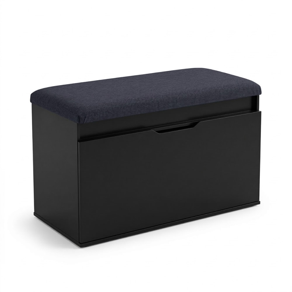 Schuhbank mit Stauraum aus MDF, 80 x 50 x 35 cm, schwarz -