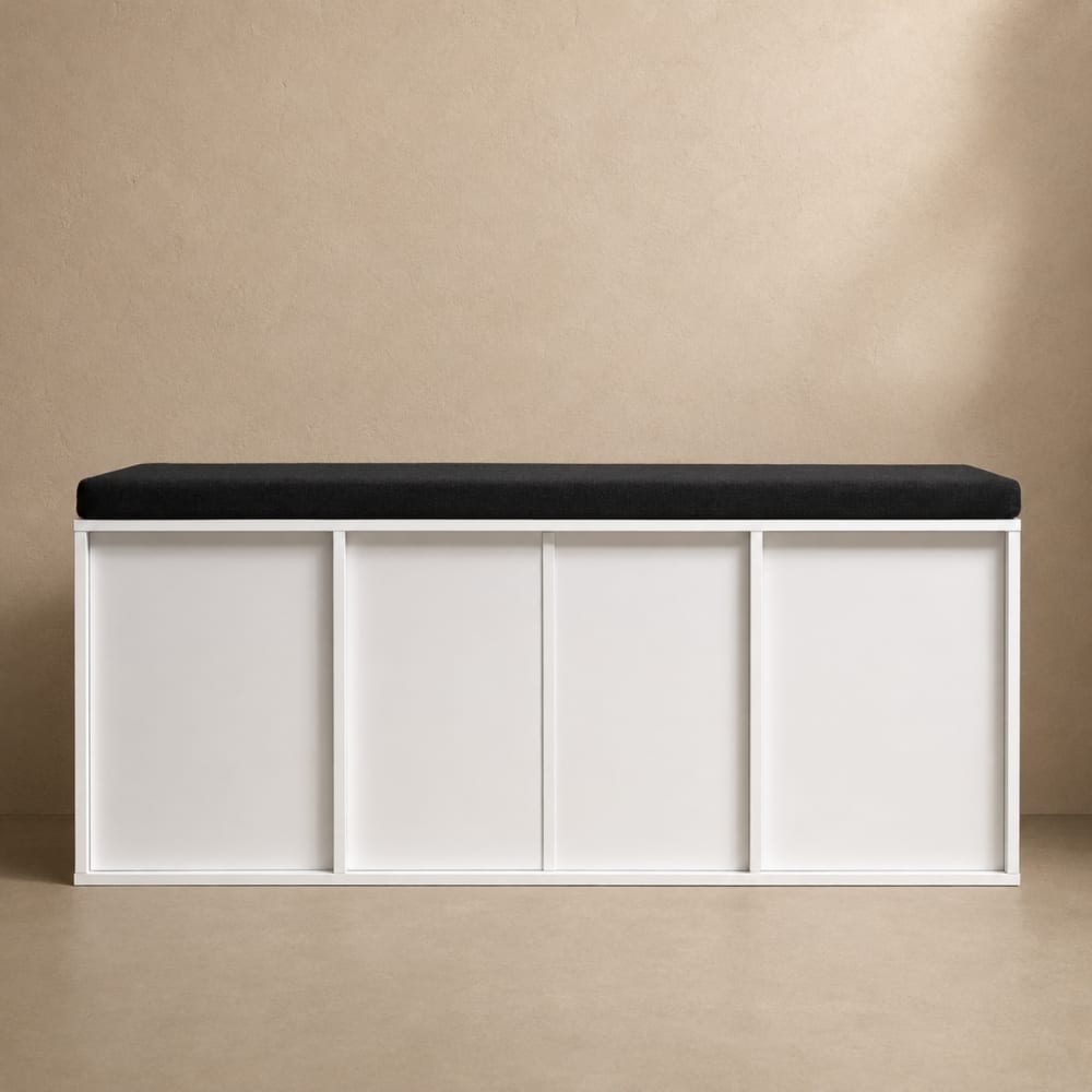 Schuhschrank mit Sitzfläche aus MDF, 103 x 30 x 46 cm, weiß -
