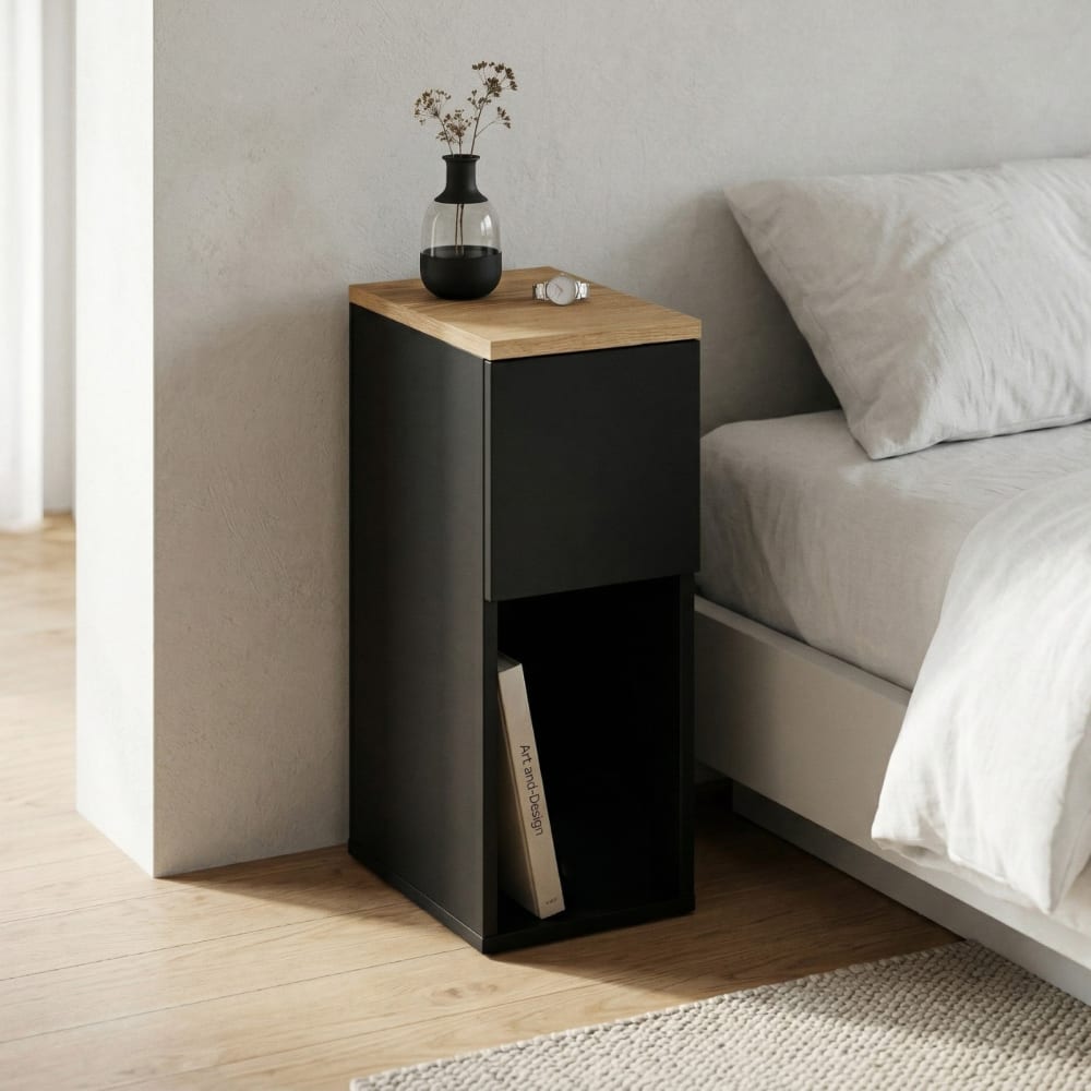 Schmaler Beistelltisch aus MDF, 20 x 30 x 55 cm, schwarz -