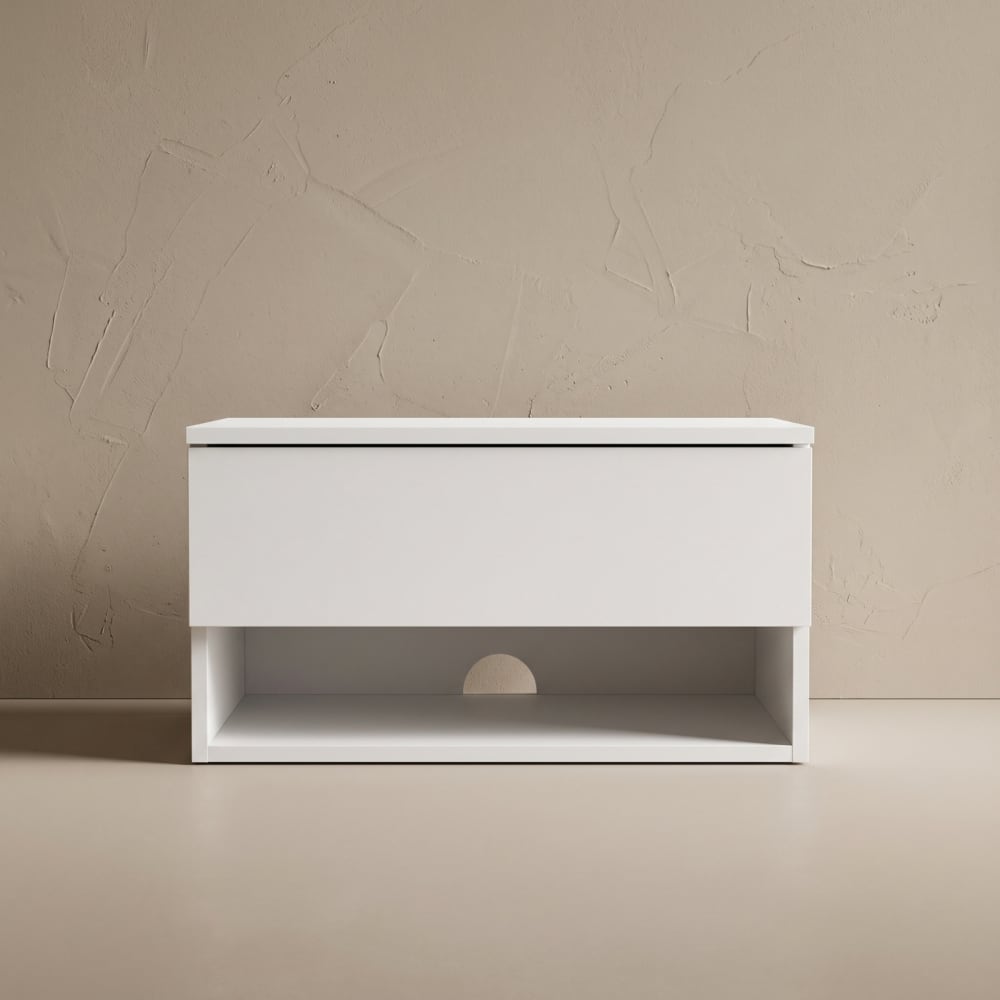 Wand-Nachttisch mit Schublade und Ablage, 40 x 30 x 21,5 cm, weiß