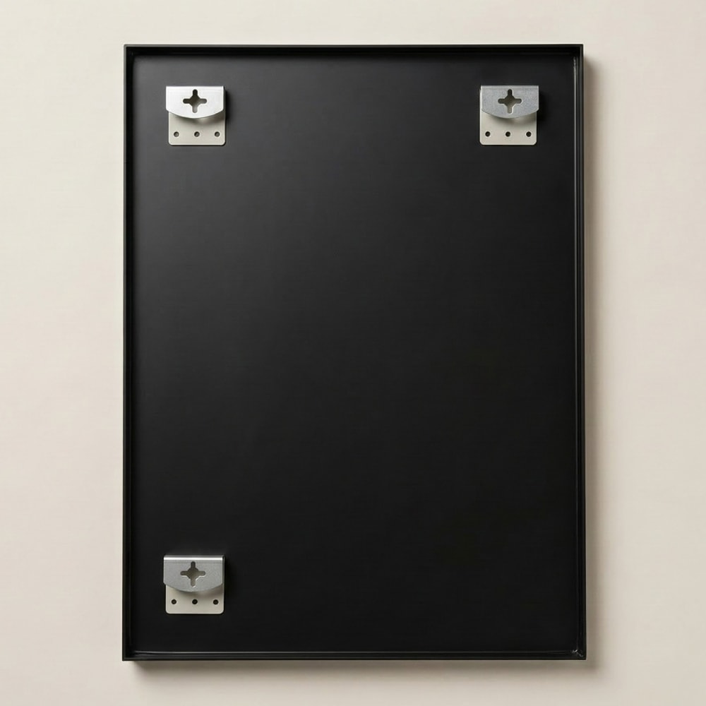 Rechteckiger Wandspiegel mit Aluminiumrahmen, 60 x 80 cm, schwarz