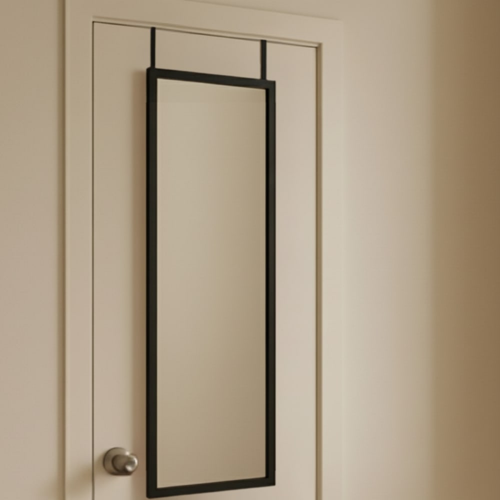 Türspiegel zum Einhängen mit MDF-Rahmen, 36 x 110 cm, schwarz -