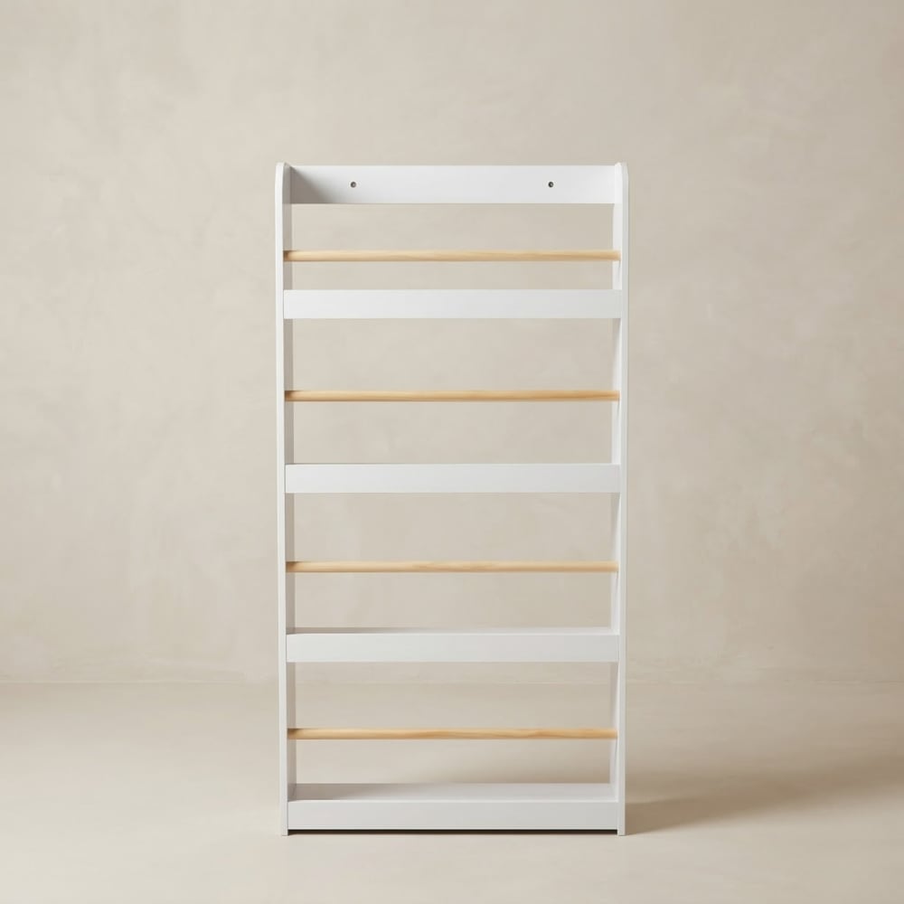 Kinderregal mit Bambusstangen aus MDF, 55 x 112 x 15 cm, weiß -