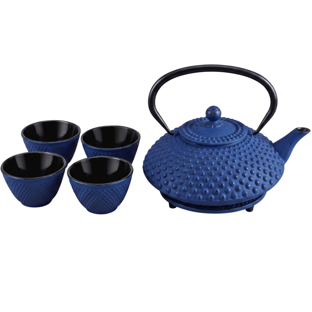 Teekannen-Set aus Gusseisen mit Sieb, 1,25 l, marineblau -