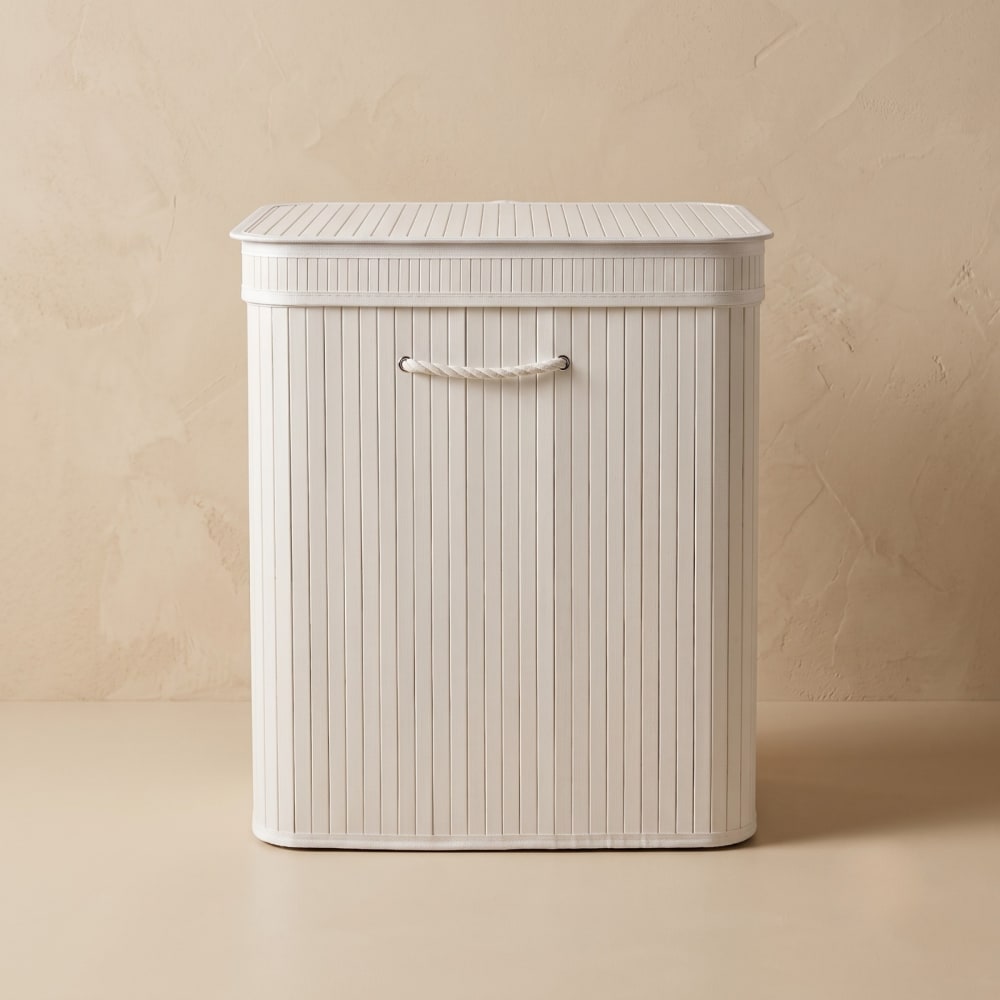Wäschekorb aus Bambus, 100 L, weiß - Maisons Du Monde