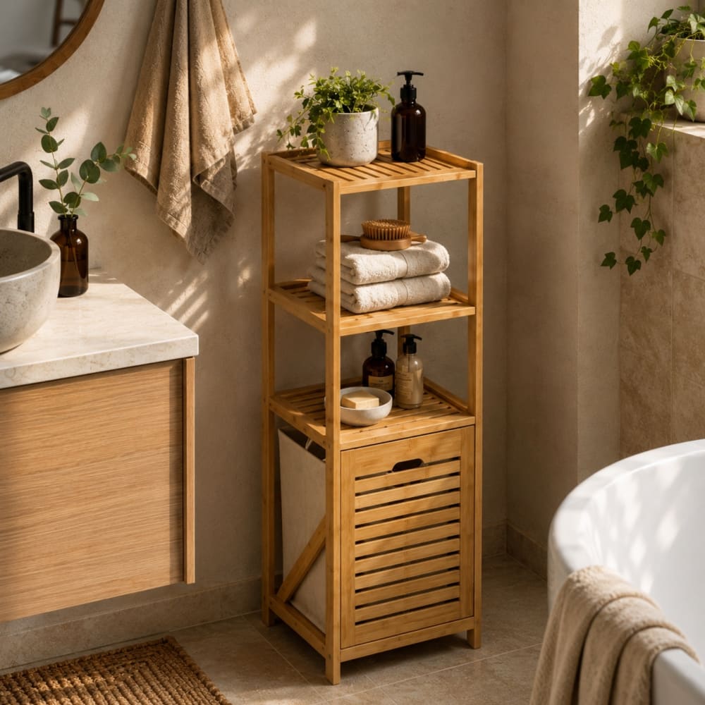 Wäschekorb aus Bambus, 32 x 35 x 118 cm, beige - Maisons Du Monde
