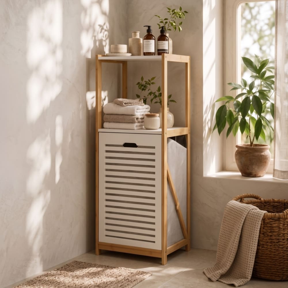 Wäschekorb aus Bambus, 33 x 36 x 98 cm, beige - Maisons Du Monde