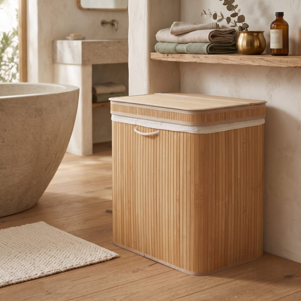 Wäschekorb aus Bambus, 63 x 43 x 60 cm, beige - Maisons Du Monde