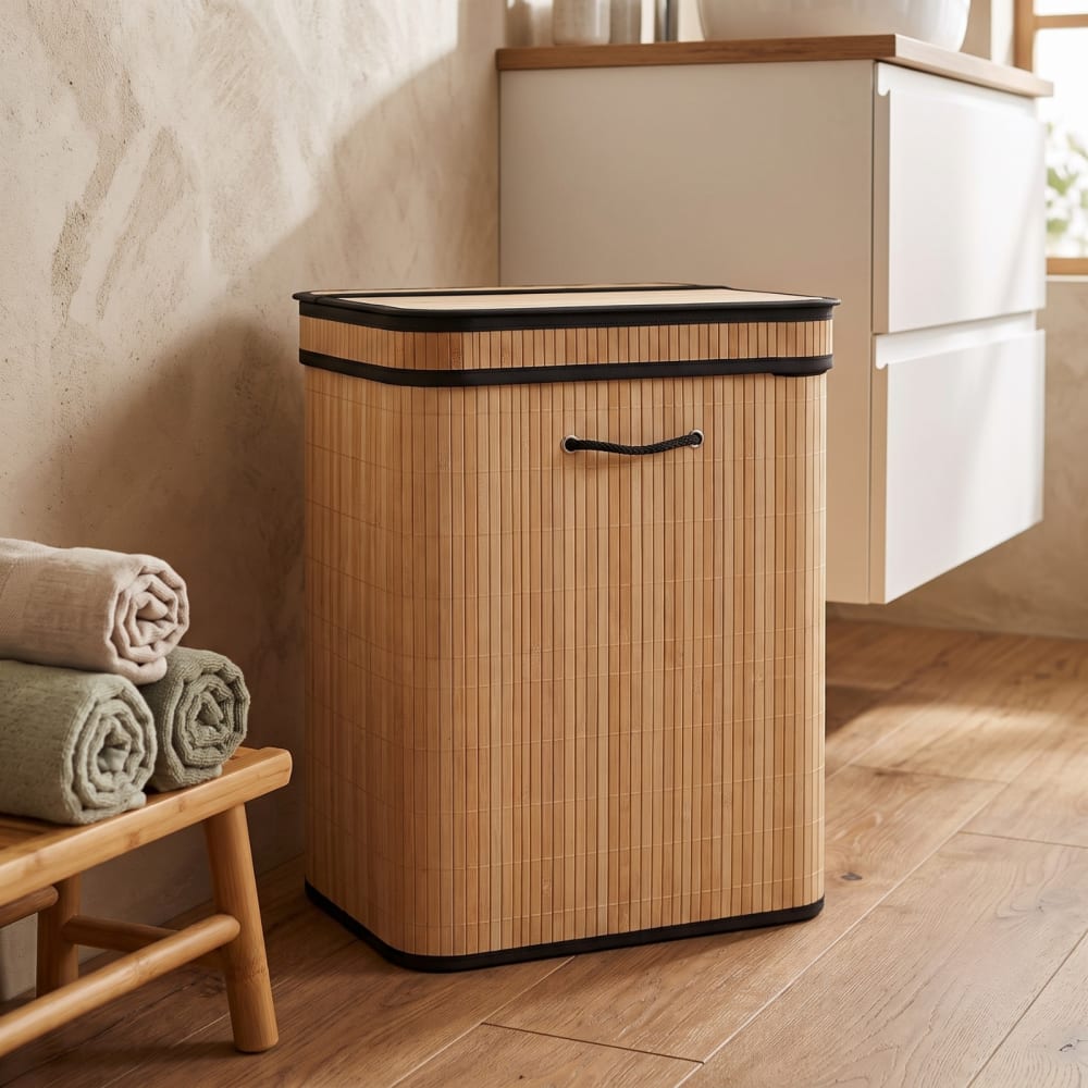 Wäschekorb aus Bambus, 100 L, beige - Maisons Du Monde
