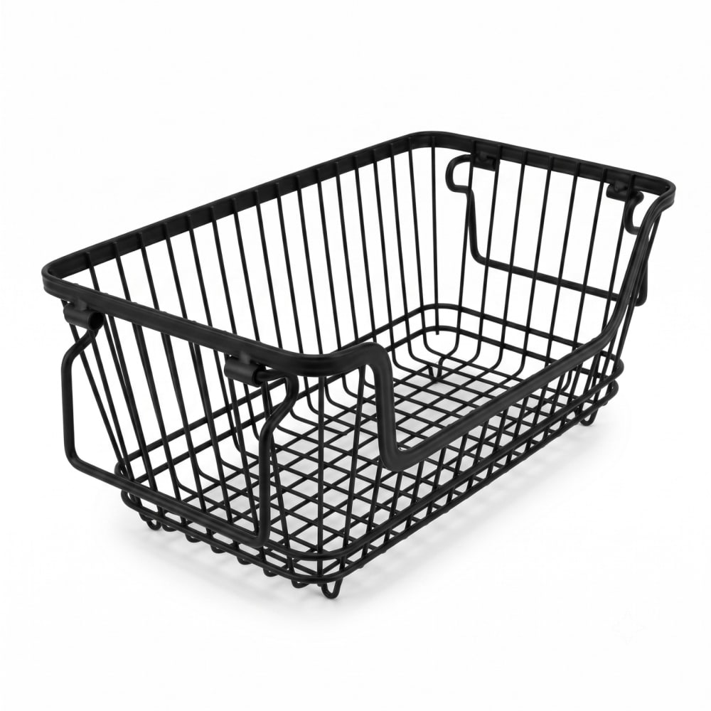 Obstkorb aus Metall mit Griffen, 34 x 18 x 14 cm, schwarz -