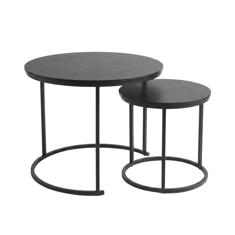 2er-Set Couchtische rund, Ø 60 x 50 cm, schwarz - Maisons Du