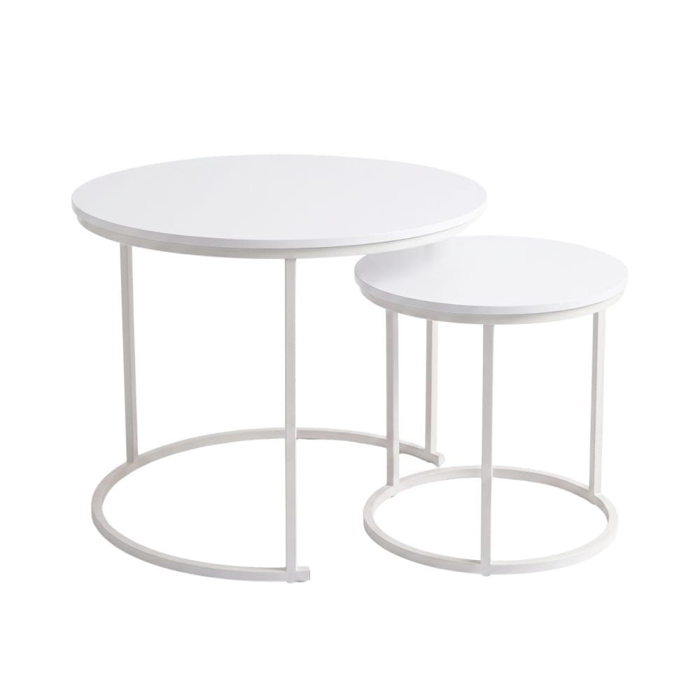 2er-Set Couchtische rund, Ø 60 x 50 cm, weiß - Maisons Du Monde