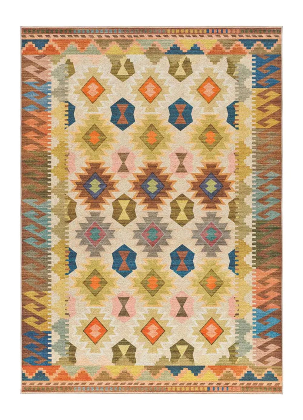Kurzflorteppich, Waschbar, Ethnisch, mehrfarbig, 140x200 cm -