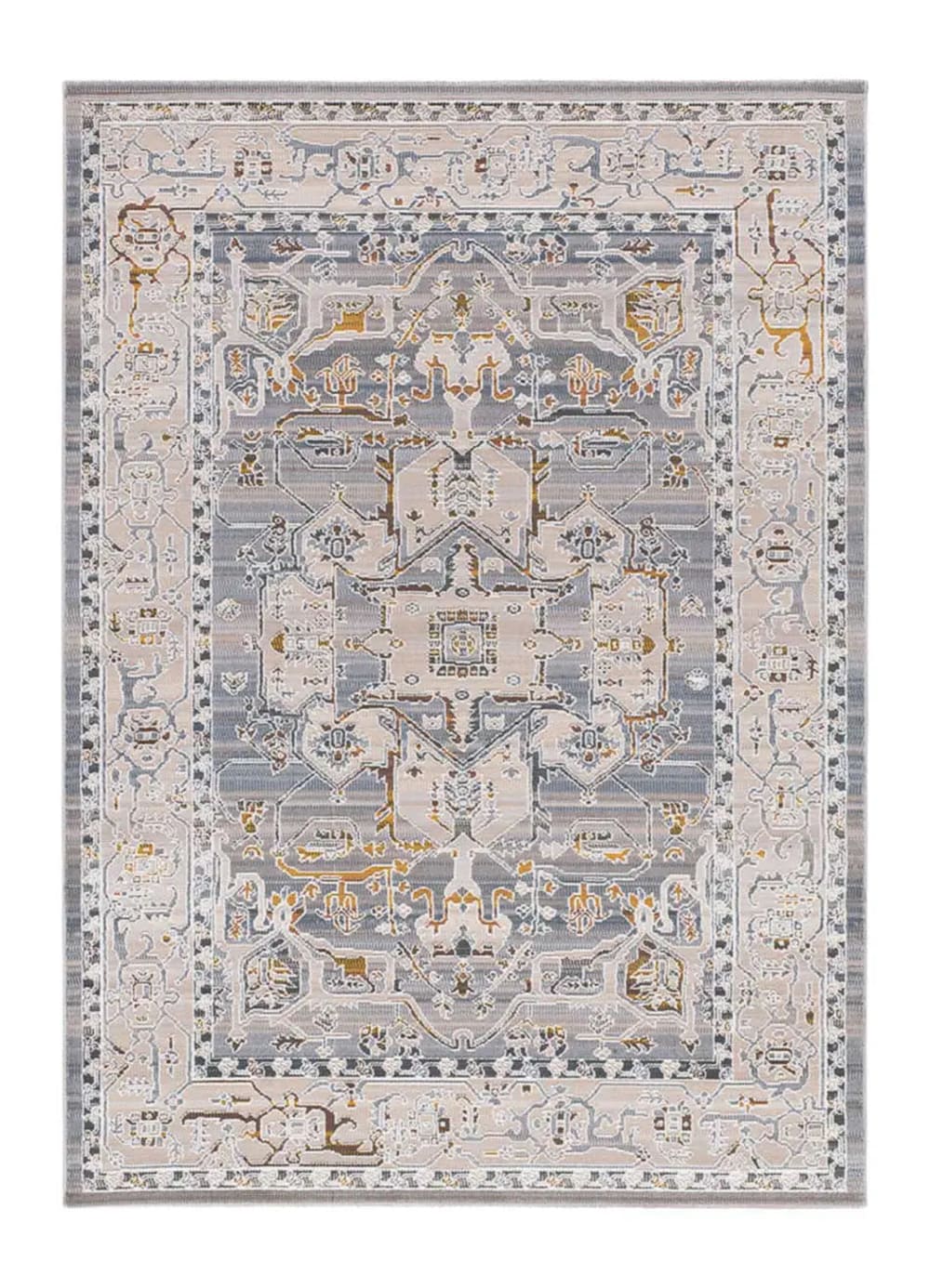 Kurzflorteppich, Vintage, beige/blau, 115x170 cm - Maisons Du