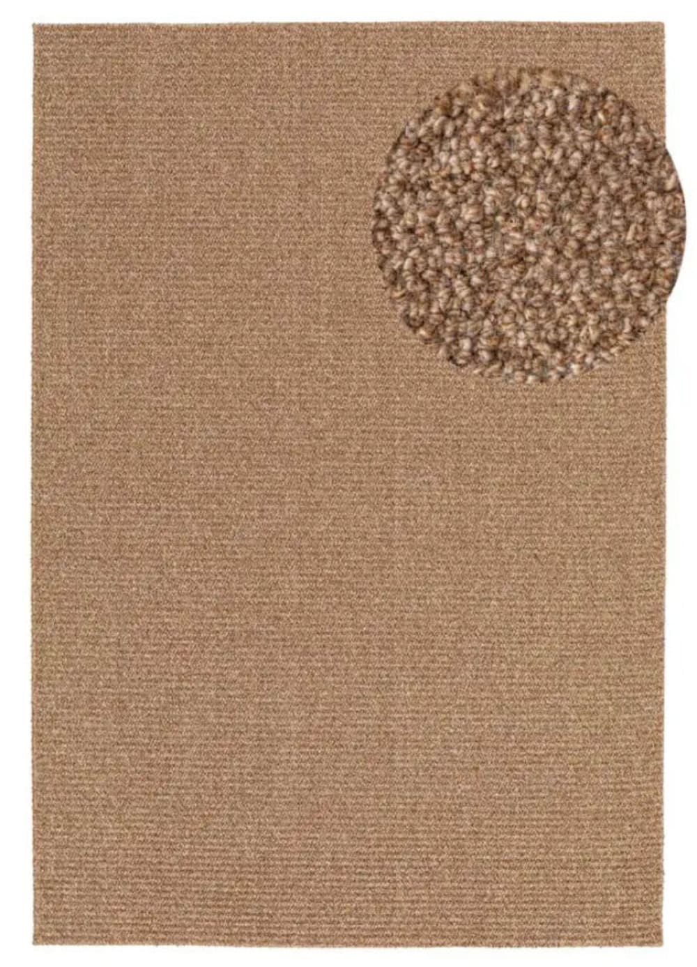 Waschbarer Teppich, Einfarbiger mit schlingen, natürlich, 200x290