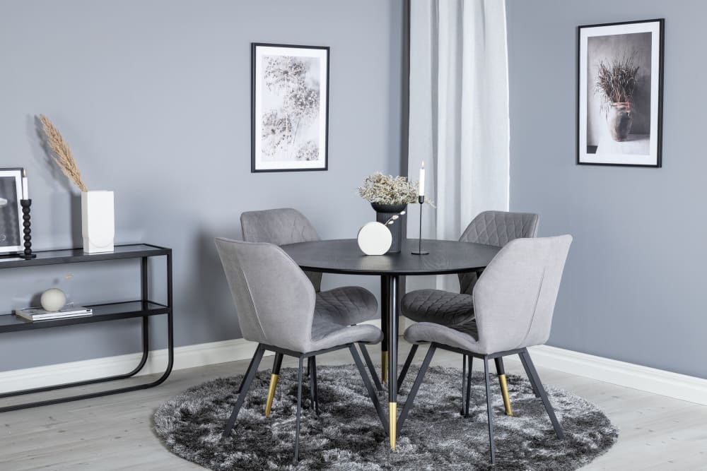 Essgruppe Esstisch Dipp Ø115cm mit Stühlen G - Maisons Du Monde