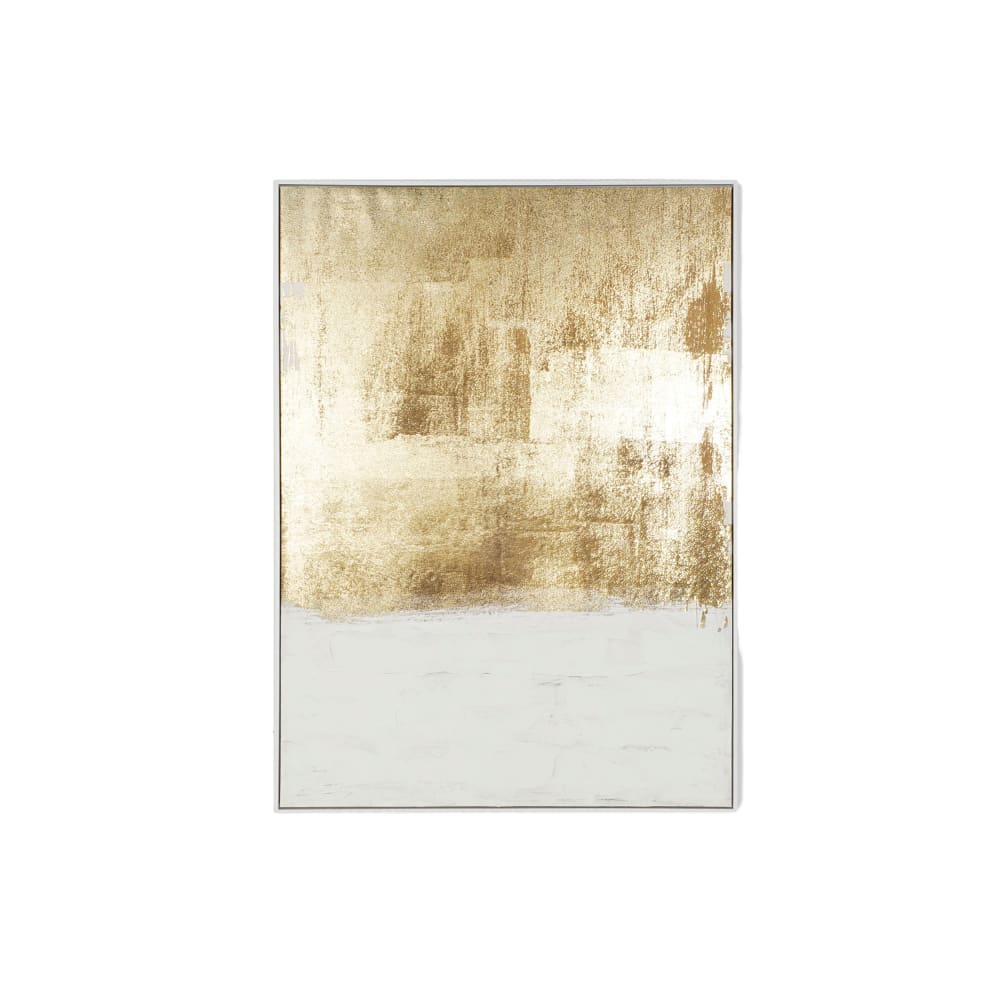 Tableau peint main en tissu doré 103x4x142 cm — vue 3
