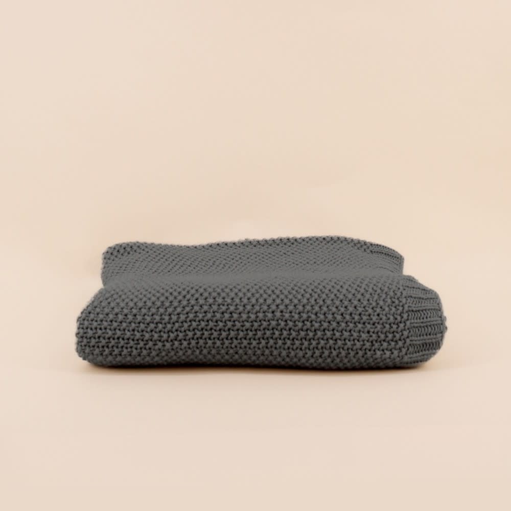 Plaid en tricot gris 125x150cm Plaid en tricot gris 125x150cm