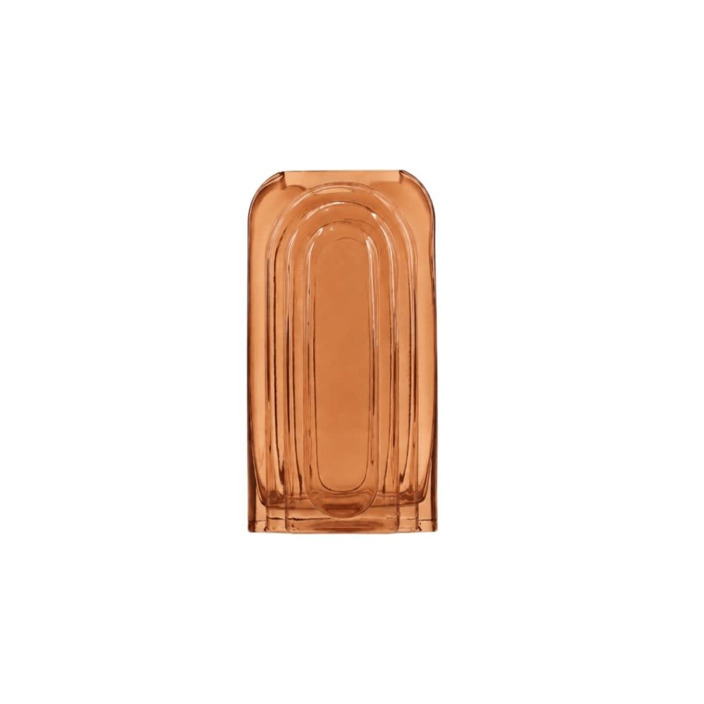 Vase verre vintage géométrique, marron h28cm Vase verre vintage géométrique, marron h28cm