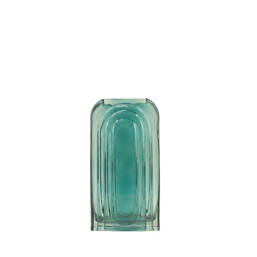 Vase verre vintage géométrique, bleu h28cm Vase verre vintage géométrique, bleu h28cm