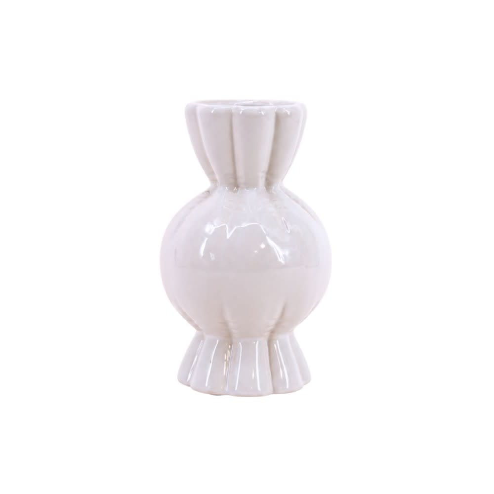 Vase en céramique effet gonflé forme bonbon, h19cm Vase en céramique effet gonflé forme bonbon, h19cm