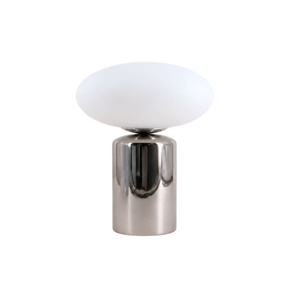 Lampe à poser chrome en céramique et verre 31cm Lampe à poser chrome en céramique et verre 31cm
