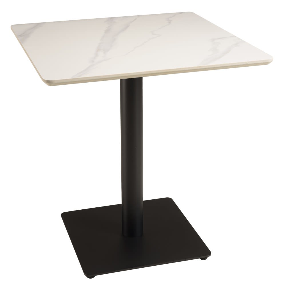 Set Nr. 2: Bistrotisch 70 x 70 cm aus weiß marmorierter Keramik -