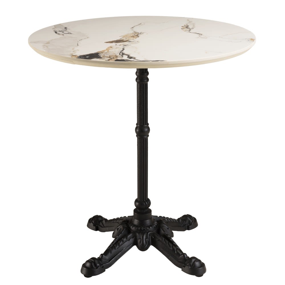 Set Nr. 2: Bistrotisch D70cm aus hell marmorierter Keramik -