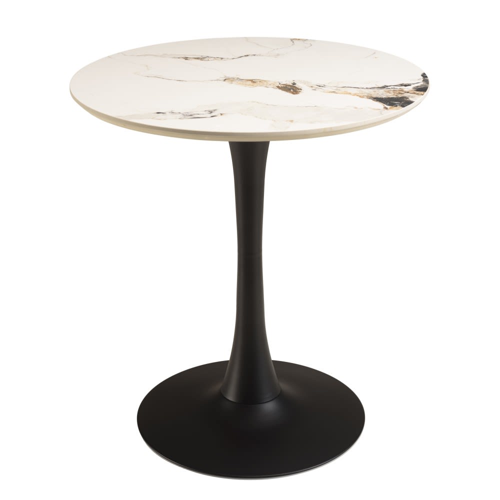 Set Nr. 3: Bistrotisch D70cm aus hell marmorierter Keramik -