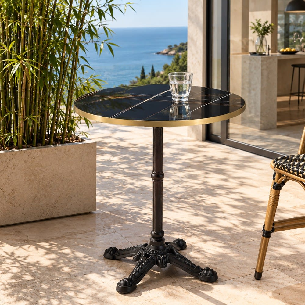 Table bistrot en céramique marbré noir d70cm Table bistrot en céramique marbré noir d70cm