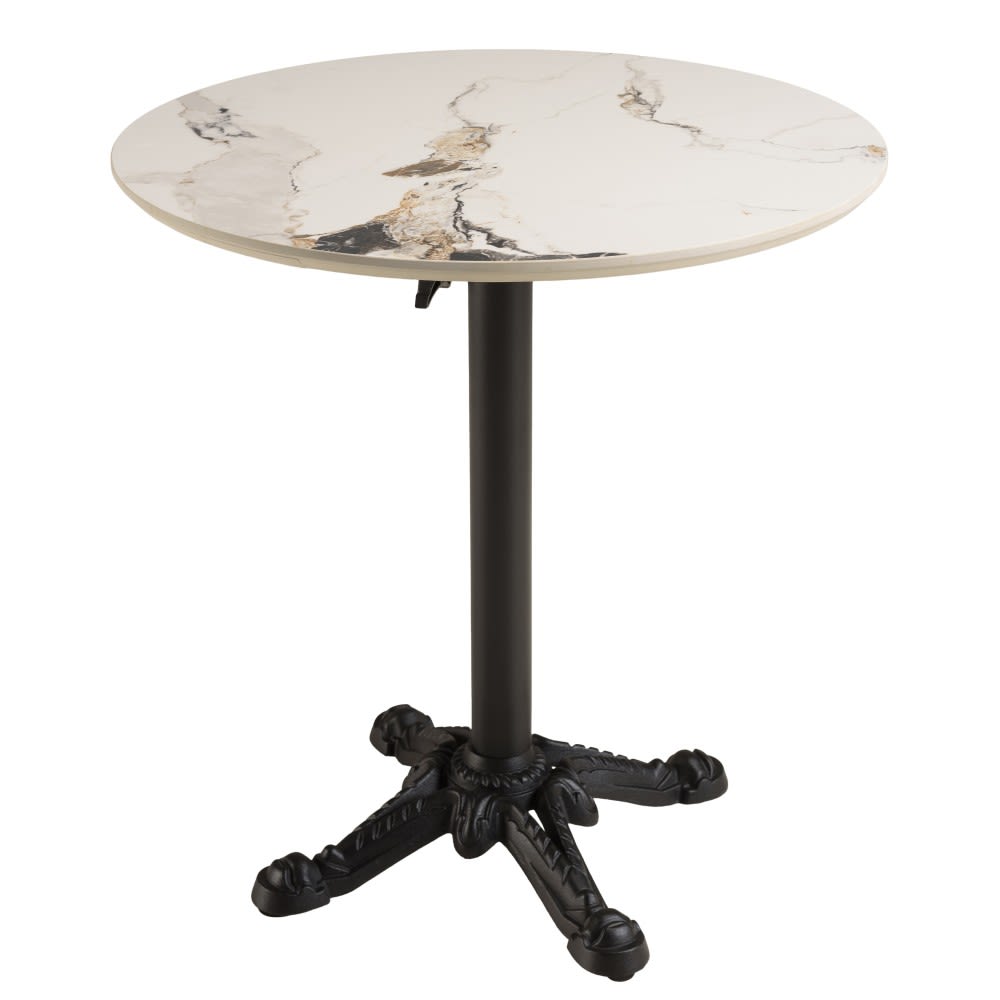 Set Nr. 1: Klappbarer Bistrotisch D70cm aus hell marmorierter