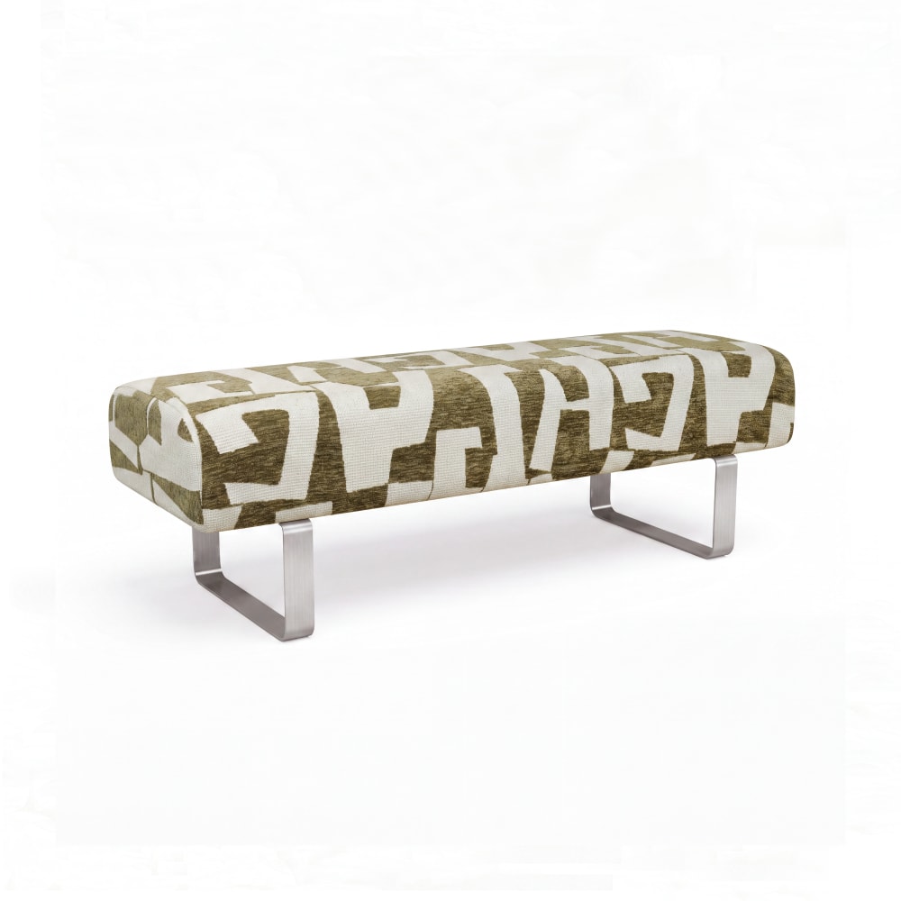 Banc en tissu texturé à motifs kaki Banc en tissu texturé à motifs kaki