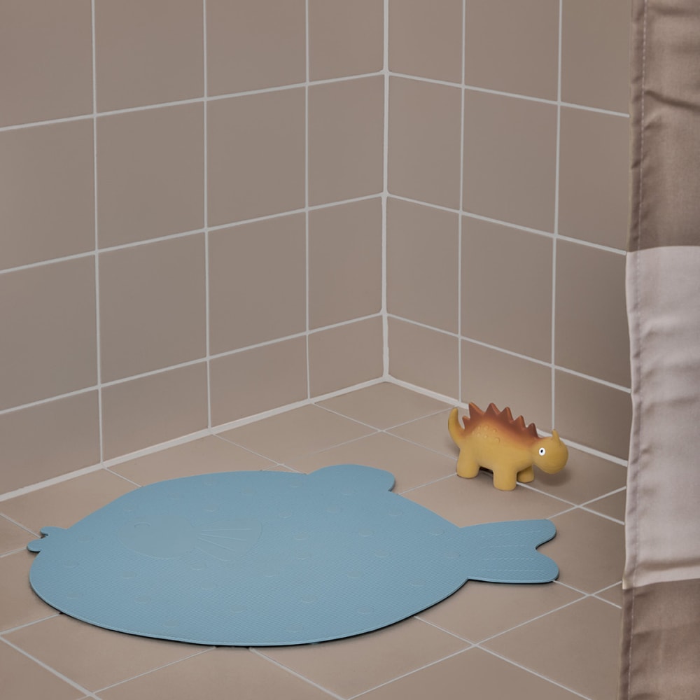 Tapis de bain en silicone coloris bleu
