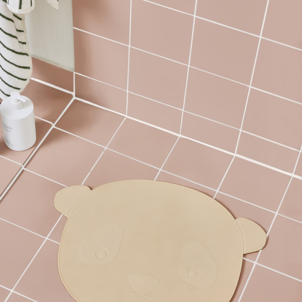 Tapis de bain en silicone coloris beige
