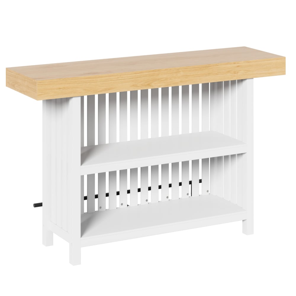 Bartisch mit 2 Regalen und Fußstütze 160x40x105 cm Weiß - Maisons