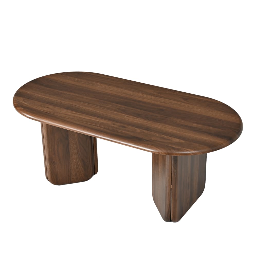 Ovaler Couchtisch mit abgerundeten Beinen 99x50x40 cm Nussbaum -