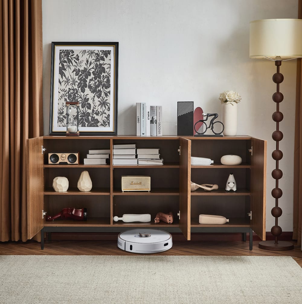 Sideboard mit 3D-Wellentüren und 3 Türen 150x40x80 cm Dunkelbraun