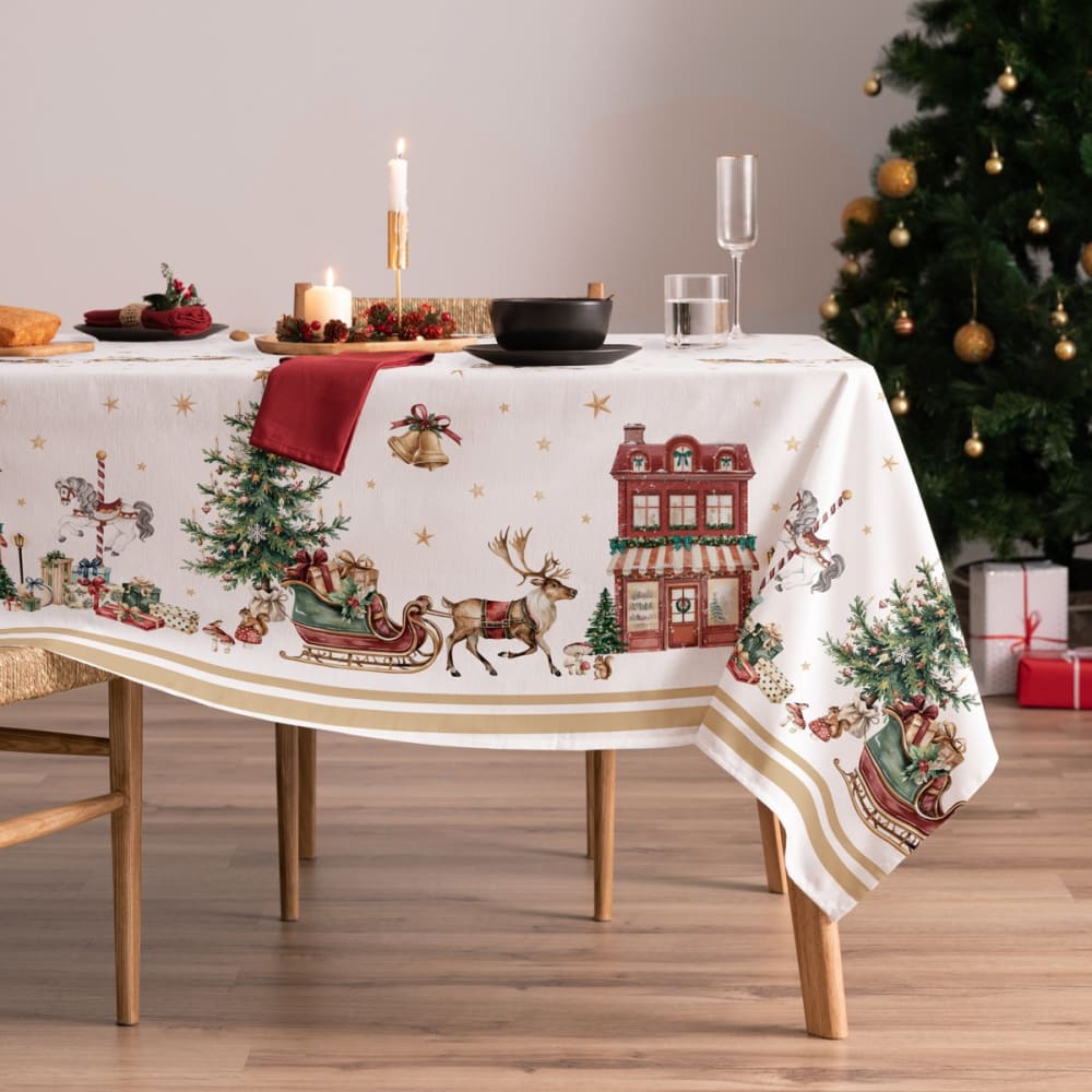 Weihnachts-Tischdecke Baumwolle Weihnachtsgeschenke 155x300cm -