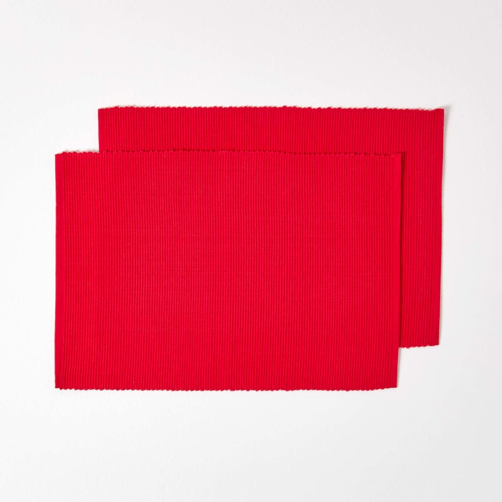 Lot de 2 sets de table en coton rouge Lot de 2 sets de table en coton rouge