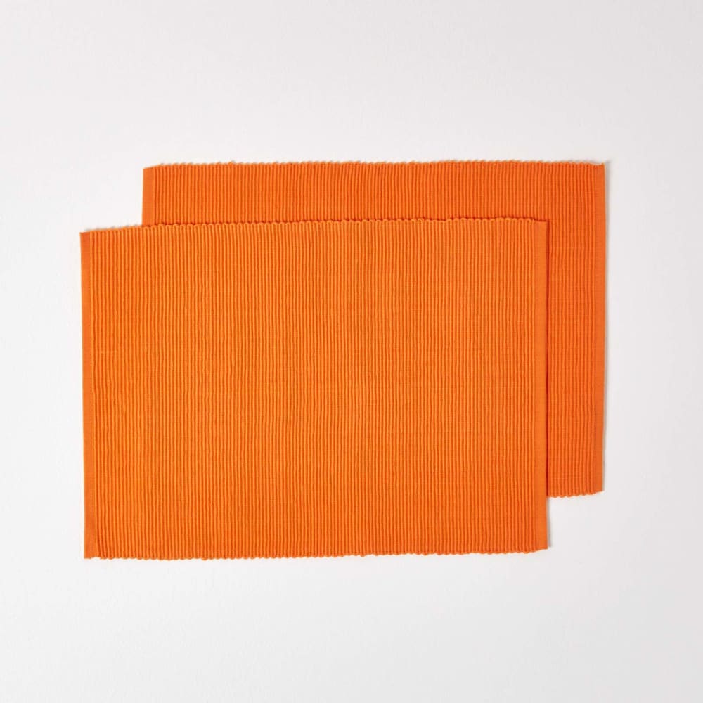 Lot de 2 sets de table en coton orange Lot de 2 sets de table en coton orange