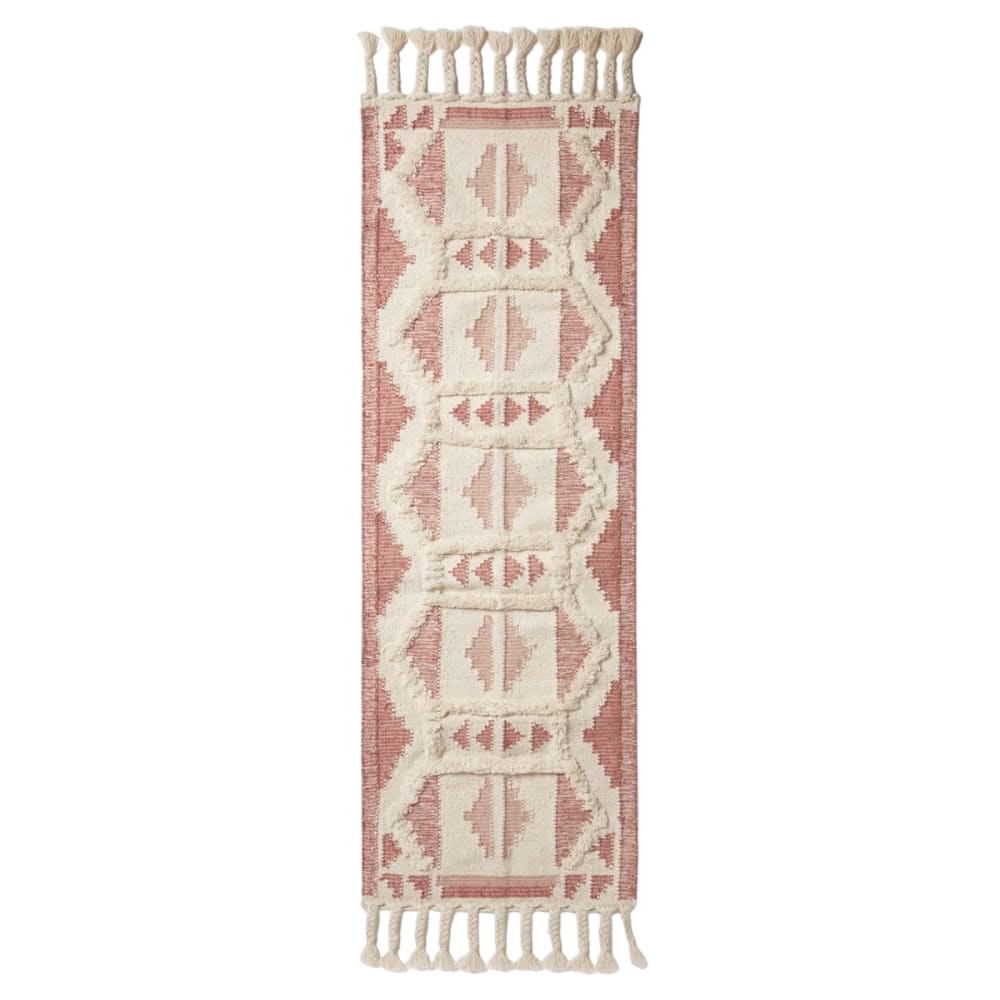 Tapis de couloir kilim en laine rose 66x200 cm Tapis de couloir kilim en laine rose 66x200 cm